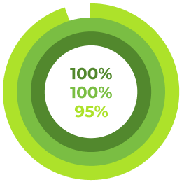 100%, 100%, 95%