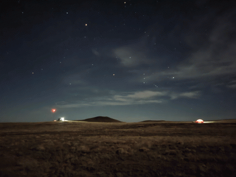 NASA astronauts conduct a trial moonwalk in the Arizona desert during JETT3 under a starry sky.