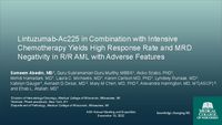Lintuzumab-Ac225 in Combination with Intensive Chemotherapy Yields High Response Rate and MRD Negativity in R/R AML with Adverse Features