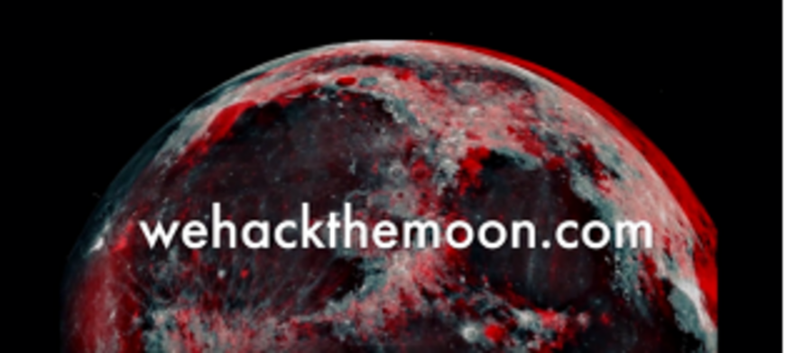 Image of the moon with the text "wehackthemoon.com" overlaid, promoting Draper's new website.