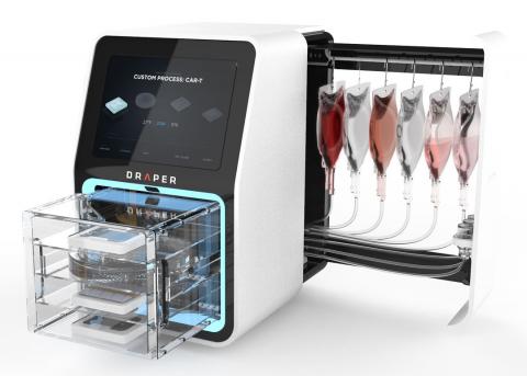 Draper is designing an end-to-end cell bioprocessing system, a new addition in the company’s precision medicine portfolio. Shown here is a concept design.