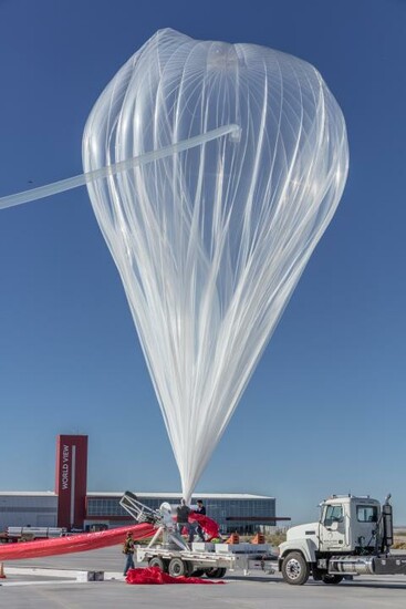 A large balloon being prepared for suborbital flight