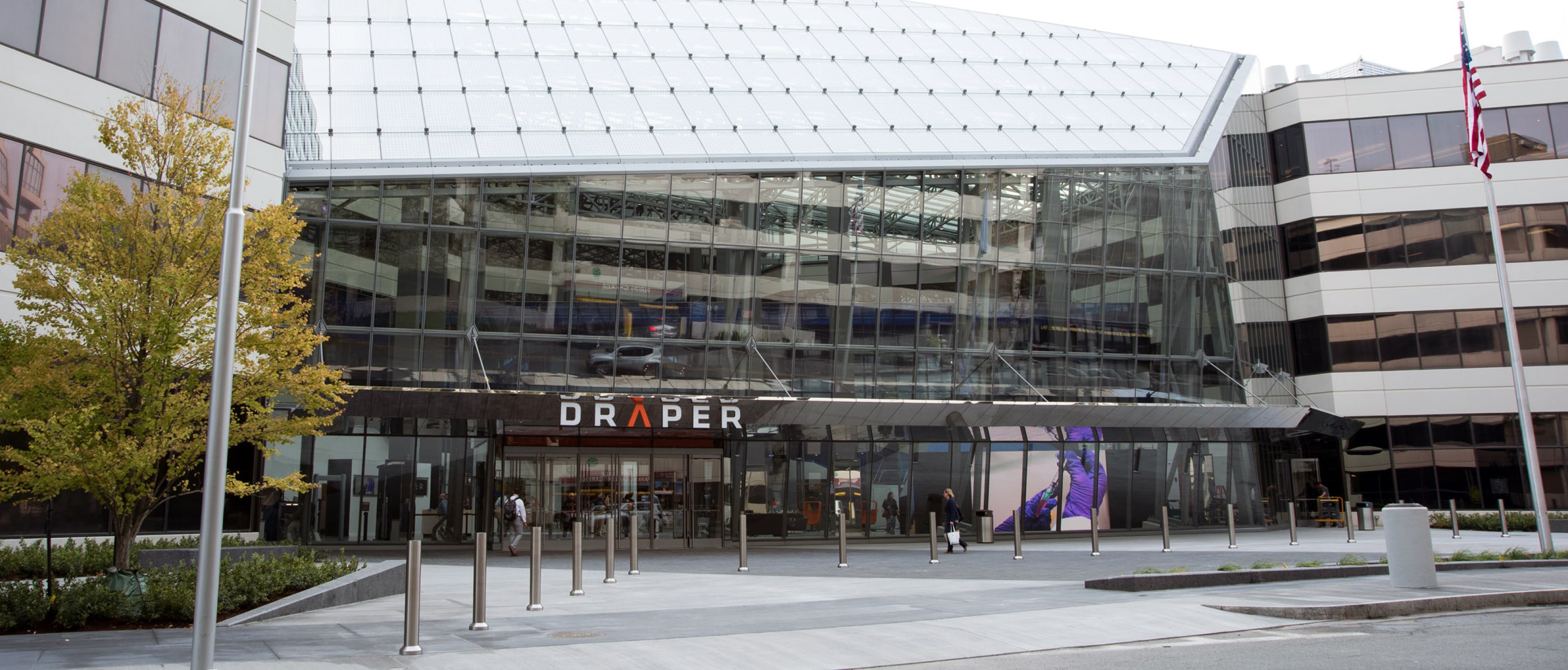 Exterior of a Draper facility with an angled roofline