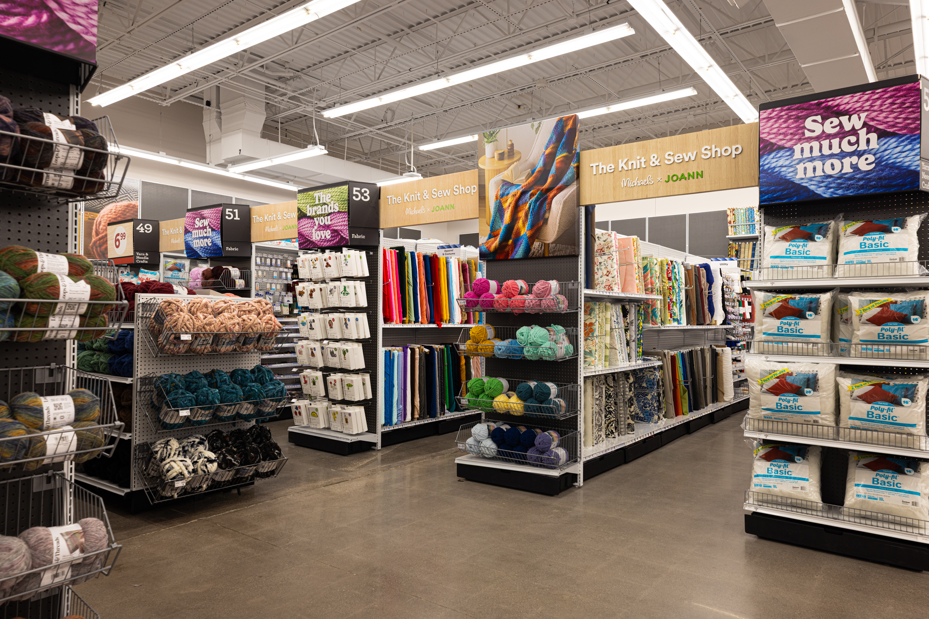 The Knit & Sew Shop aisles at Michaels
