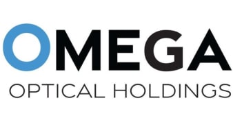 typographic logo for Omega Optical Holdings