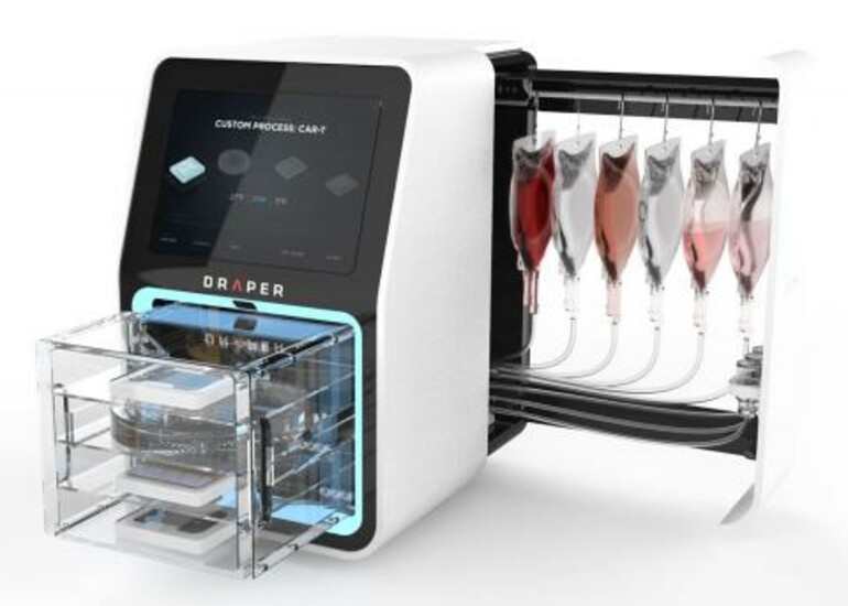 Concept design of Draper's end-to-end cell bioprocessing system for precision medicine.