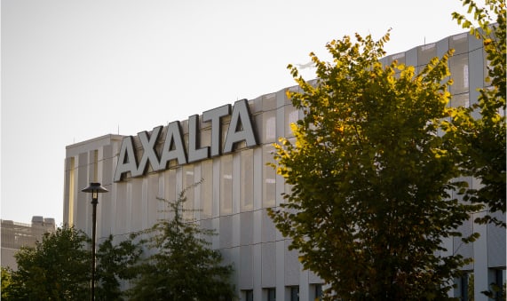 White building with Axalta name in big letters on the side