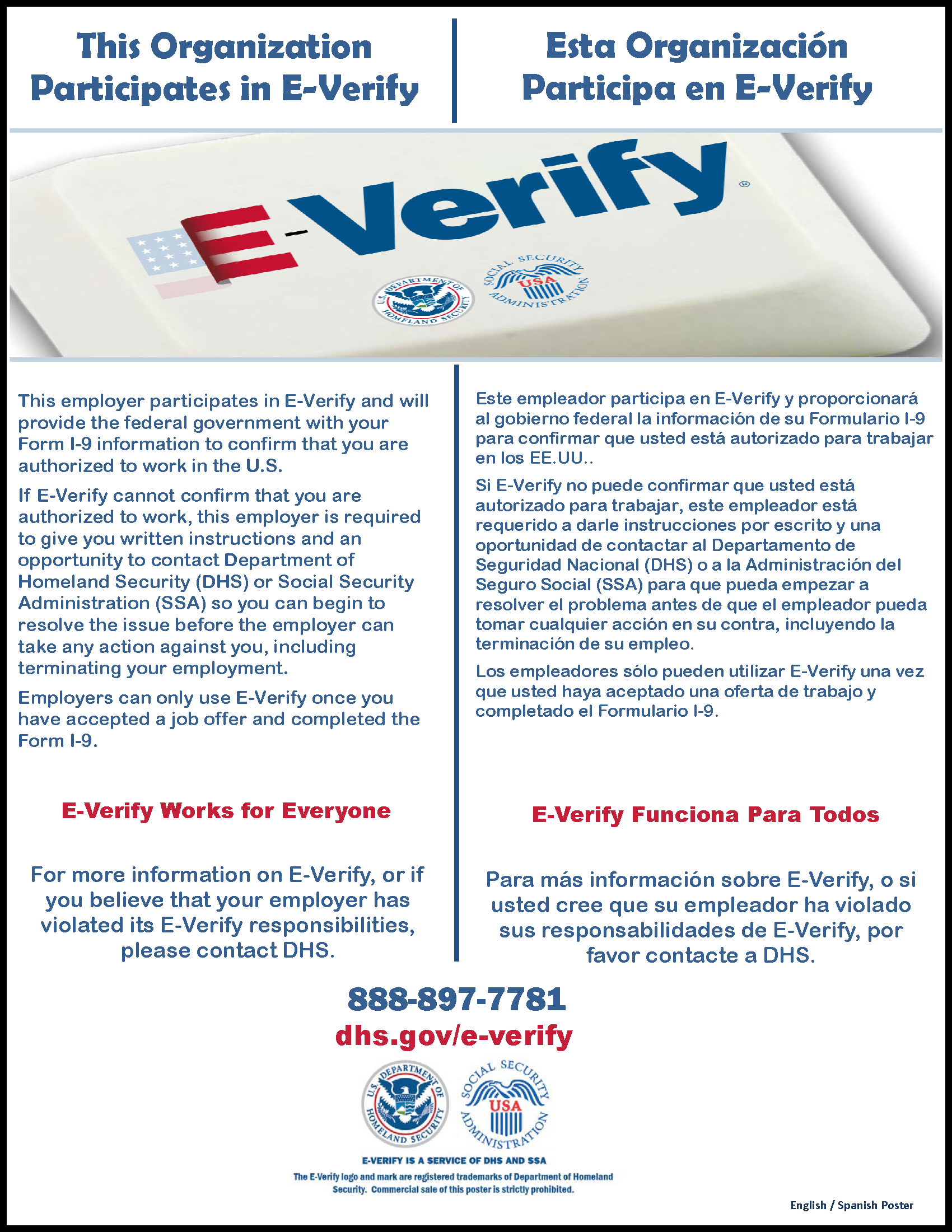E-Verify Poster (PDF) English and Spanish