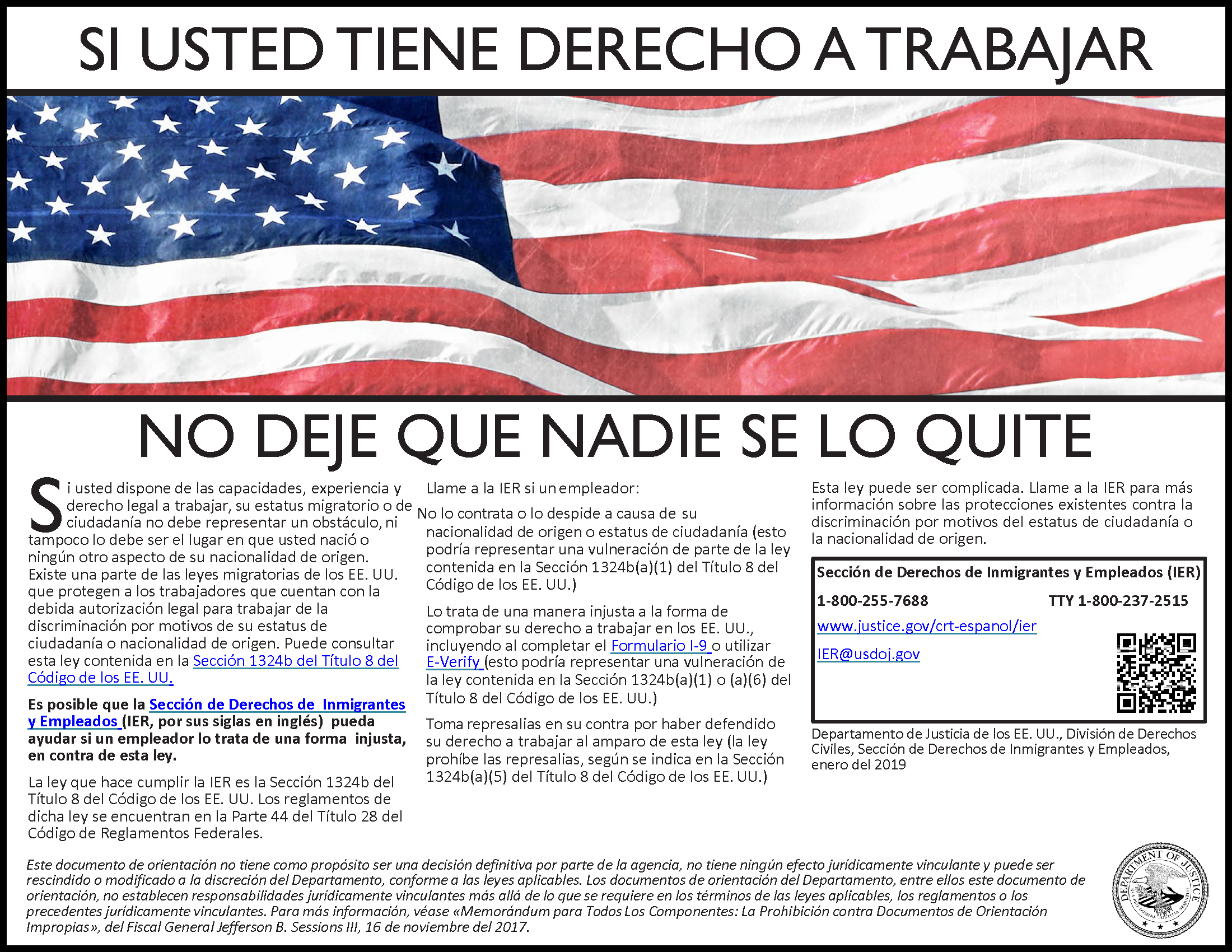 Right-to-Work Poster (PDF) Spanish