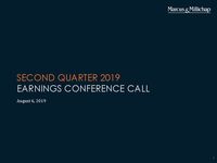 Second Quarter 2019 Earnings Conference Call Presentation