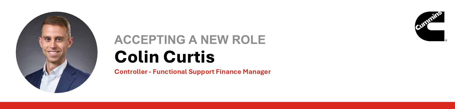 Accepting a new role, Colin Curtis, Controller - Functional Support Finance Manager
