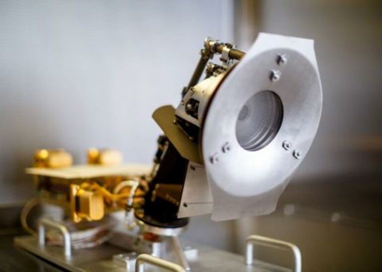 The Solar Probe Cup mounted on a spacecraft heat shield.