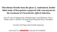 Presentation by Dr. Kevin Garey at the Peggy Lillis Foundation Inaugural CDI Scientific Symposium with Phase 2 Clinical Trial Update