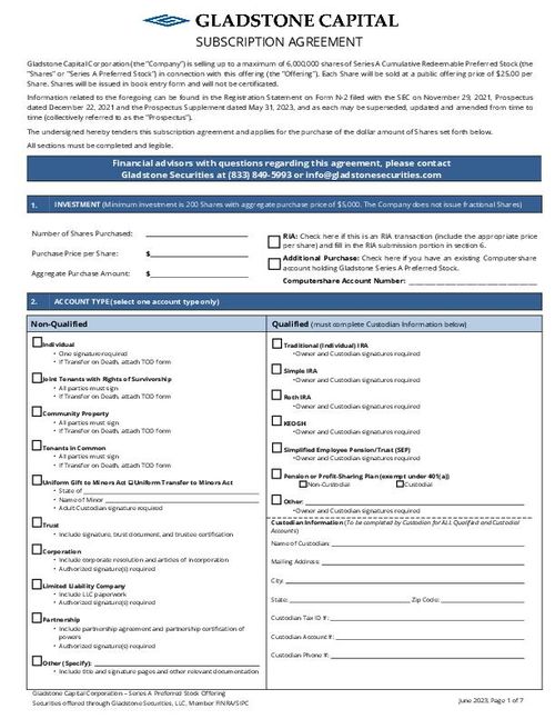 Investor Gladstone Offerings