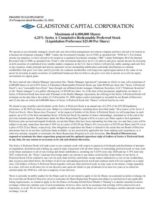 Investor Gladstone Offerings