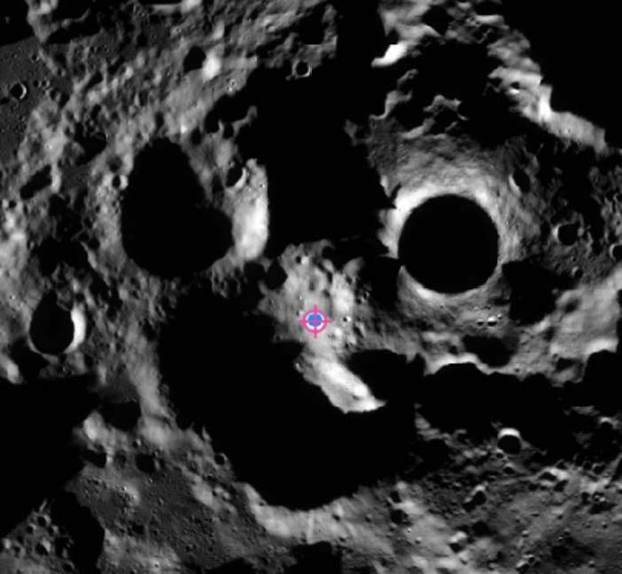Overhead view of the lunar south pole.