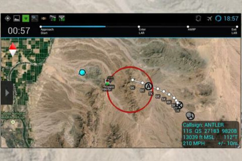 Draper’s parachute navigation system on Android, shown on a map interface for precise landing.