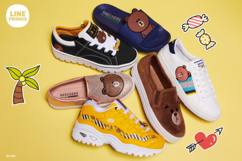Skechers launches a collaboration with global character brand LINE FRIENDS with seven of their characters, including BROWN. (Graphic: Business Wire)