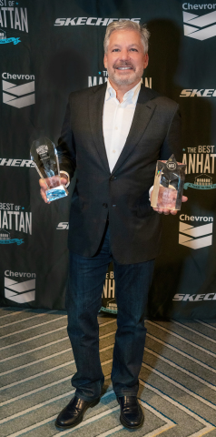 Best of Manhattan's inaugural Hall of Fame inductee Michael Greenberg with his honor and Skechers' 