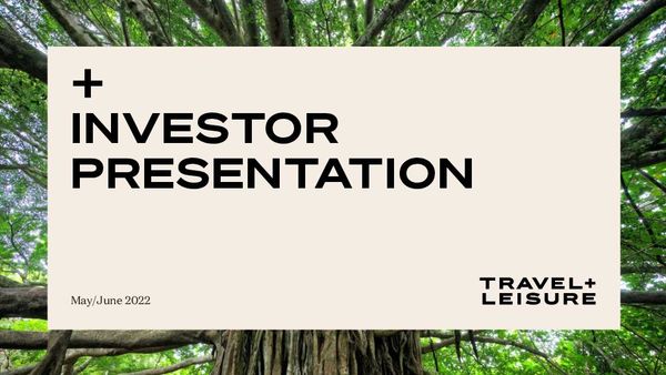 Cover of the May 10, 2022 Investor Presentation. A big tree with several limbs in the background.