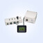 Digital compass system with display showing 318 degrees, control unit, and power supply.