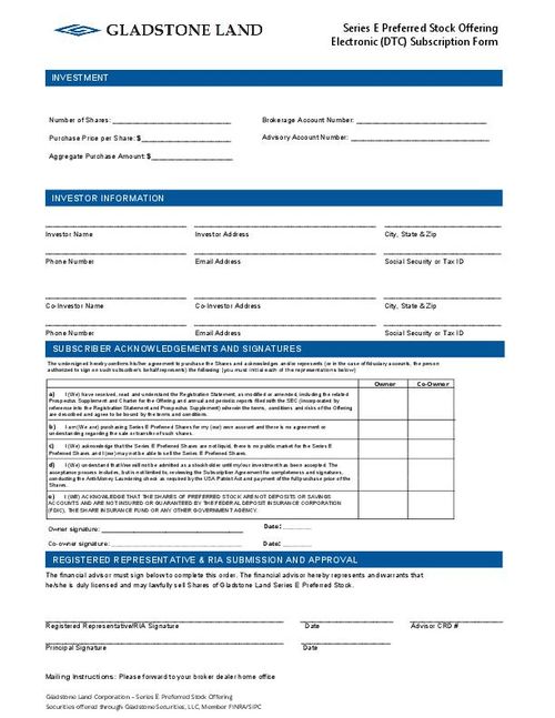 Investor Gladstone Offerings