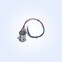 Small electric motor with attached multicolored wires, suitable for various electronic applications.