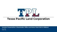 Shareholder Office and Water Field Visit in Midland Presentation