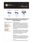 Roth Canada acted as Financial Advisor to Tiny Ltd. (TSXV:TINY) on its acquisition of Serato Audio Research, Co-Lead on $56.1M in Transaction Financing