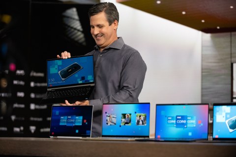 Chris Walker, Intel vice president and general manager of Mobile Client Platforms, highlights the verified experiences of upcoming Intel Evo platforms made possible by the Project Athena innovation program for the Intel global launch event on Wednesday, Sept. 2, 2020. (Credit: Walden Kirsch/Intel Corporation)