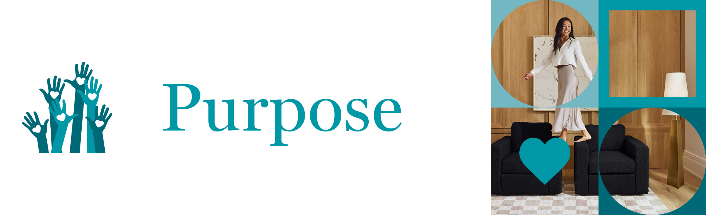 Purpose - Two women looking at fabrics in front of a rack of different colored fabric