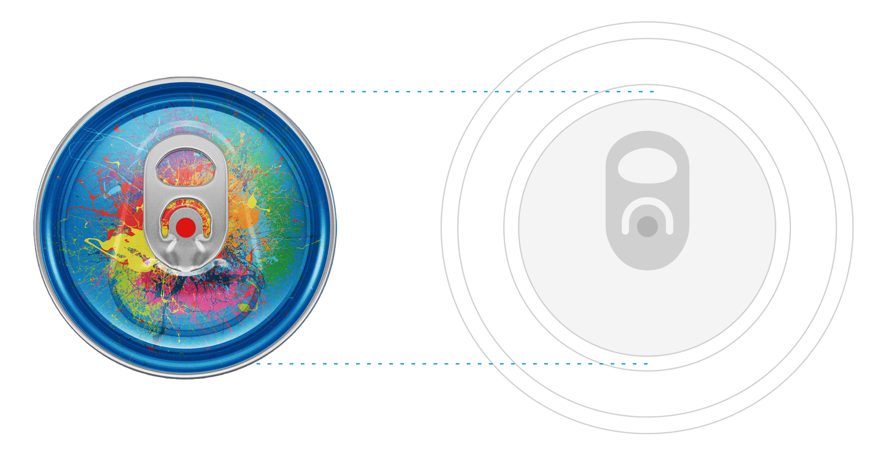 Can template showing unprinted rims