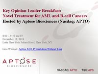 Key Opinion Leader Breakfast: Novel Treatment for AML and B-cell Cancers