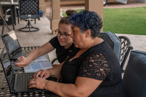 On Aug. 3, 2021, Intel announced a broad expansion of its AI for Workforce Program at 18 community colleges across 11 U.S. states. Among the students enrolled in an early pilot program at Maricopa Community College in Arizona are Penny (right) and Stacy Good, a mother and daughter who live in a suburb of Phoenix. The Intel program, in partnership with Dell Technologies, aims to fill a gap in students entering the U.S. workforce with skills in artificial intelligence -- for which there is a huge demand. Says Stacy Good about her AI coursework: 