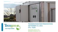 Tecogen 2021 Investor Presentation