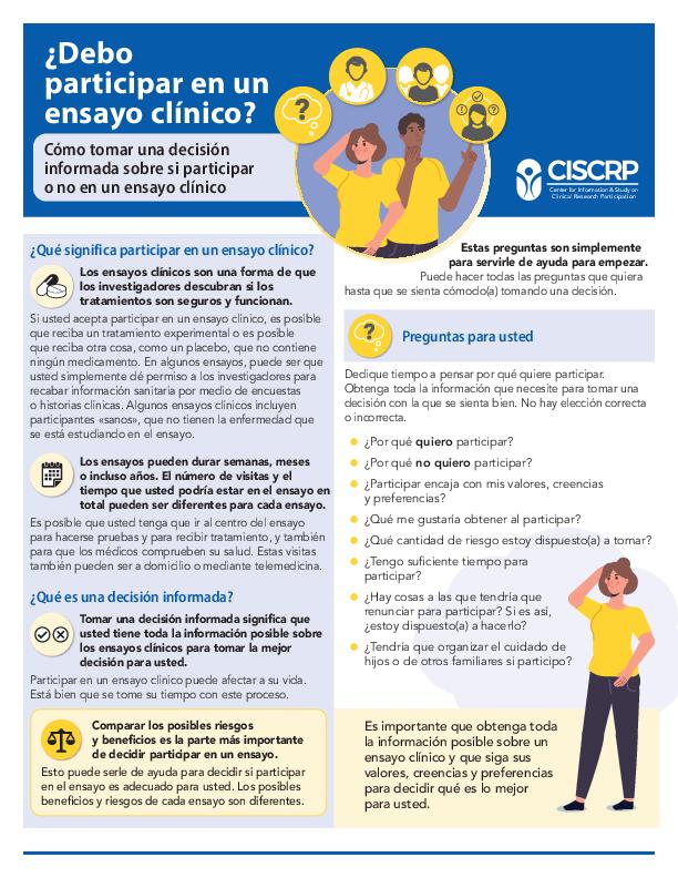 ¿Debo participar en un ensayo clínico?