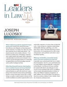 Joseph Lucosky Named by NJBIZ as a 2022 Leader in Law 