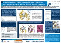 Poster Presentation by Mia Urem, Ph.D., Leiden University Medical Center, “A unique inhibitor conformation selectively targets DNA polymerase PolC of Gram-positive priority pathogens”.