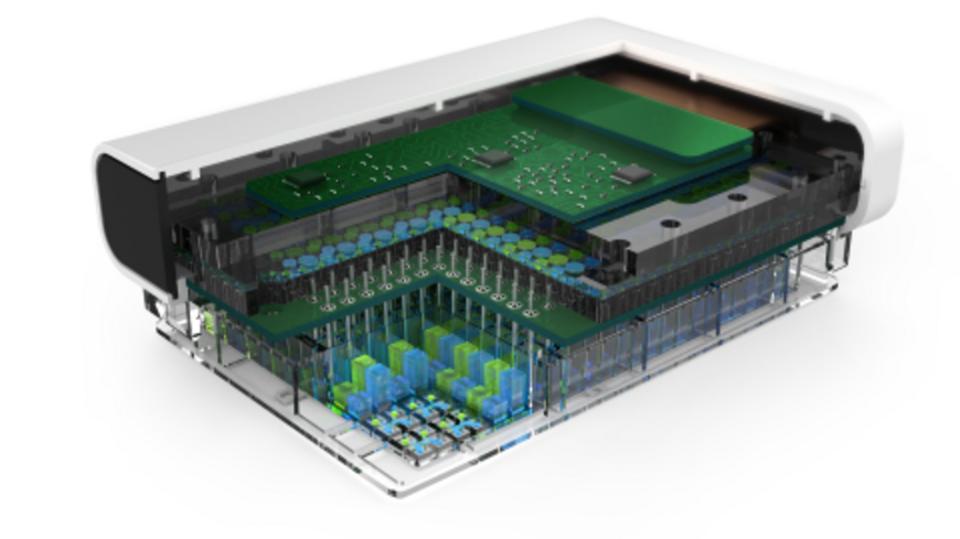 Cutaway image of Draper's PREDICT96 microphysiological system.