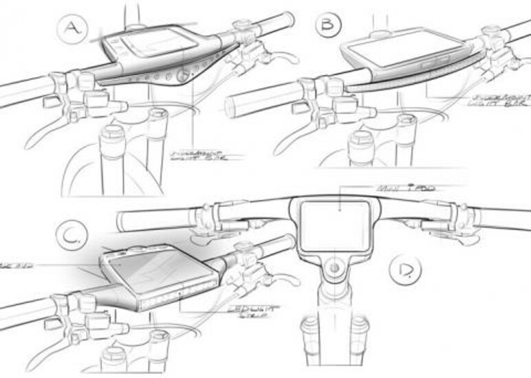 Sketches of a bike-mounted police officer's device 