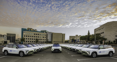 A photo shows Mobileye’s fleet of self-driving vehicles in Israel. (Credit: Mobileye, an Intel Company)