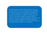 ECCMID Presentation by Robert J. DeLuccia, Executive Chairman, Copenhagen April 2023