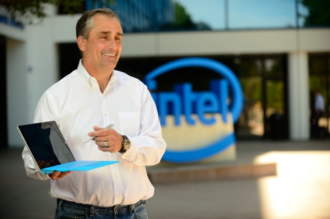 Photo of Intel CEO Brian Krzanich using his new Surface Pro 3 Available on Business Wire's Website and AP PhotoExpress