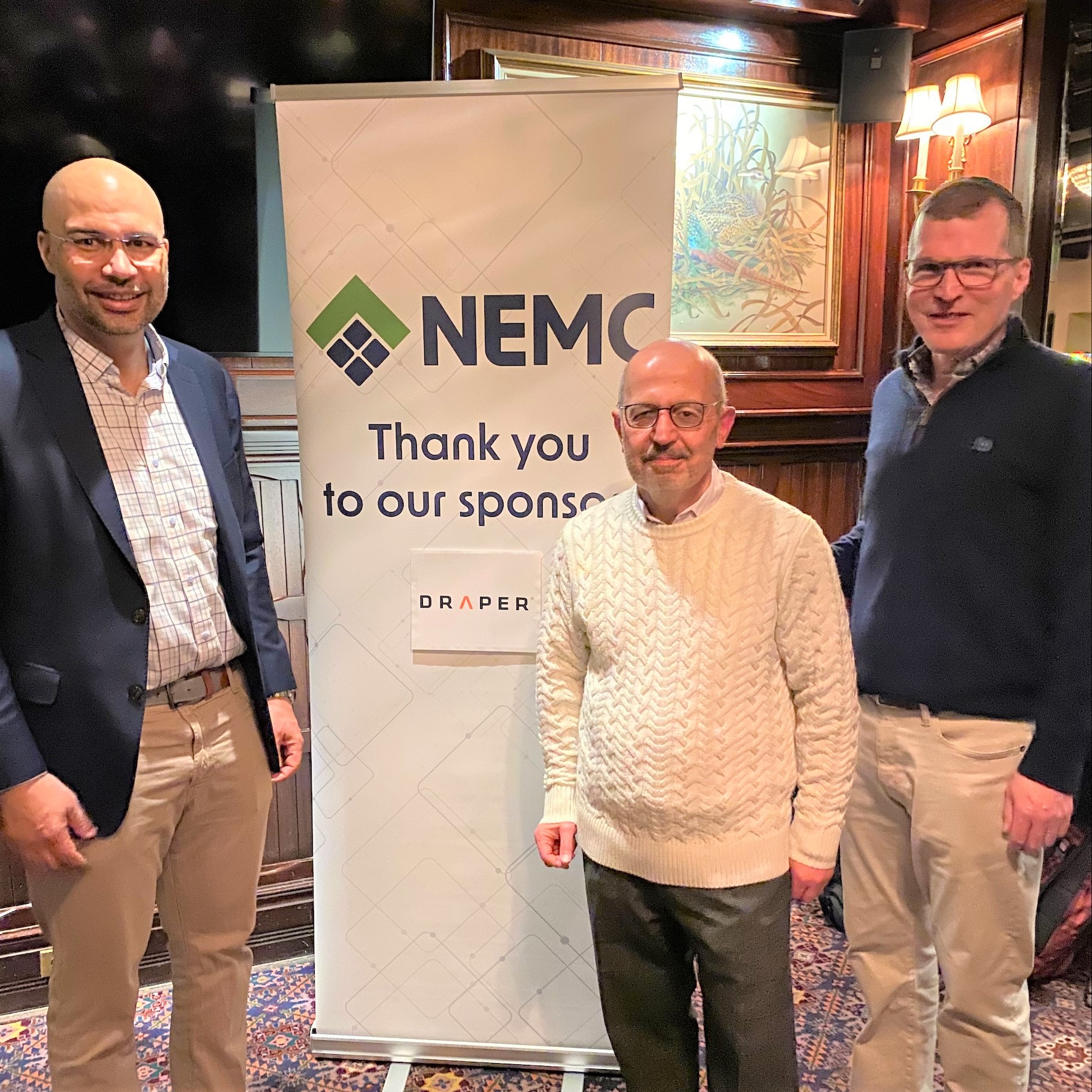 Draper's Mike Cassidy and NEMC Directors Farhad Vazehgoo and Mark Halfman shared details of the agreement with NEMC members at the ME Commons Annual Meeting.