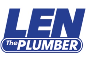 typographic logo for Len The Plumber