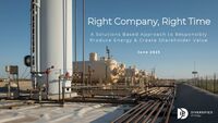 Oil infrastructure with the words Right Company, Right Time