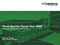 Q3 FY2022 Capstone Green Energy Corporation Earnings Presentation