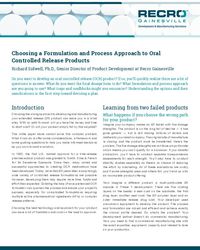 Choosing a Formulation and Process Approach to Oral Controlled Release Choosing a Formulation and Process Approach to Oral Controlled Release
