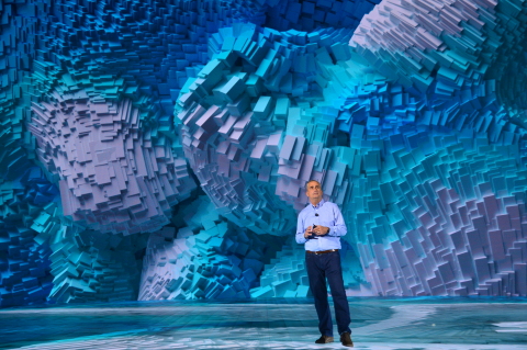 Brian Krzanich, Intel Corporation chief executive officer, offers a presentation during a rehearsal for the opening keynote at the 2018 Consumer Electronics Show (CES) on Monday, Jan. 8, 2018, in Las Vegas. Intel displays how the power of data is affecting our daily lives at the event, which runs Jan. 9-12. (Credit: Walden Kirsch/Intel Corporation)