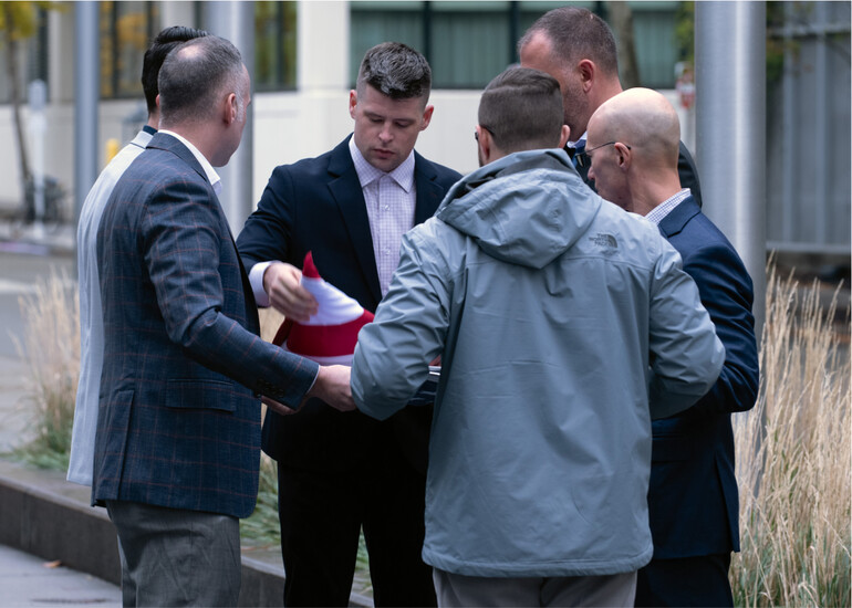 Draper team members joined the company’s military and veterans ERG in a flag changing ceremony.